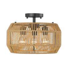 Golden Canada 6076-SF BLK-NR - Golden Lighting Marlee 3-light Semi-Flush Mount in Matte Black